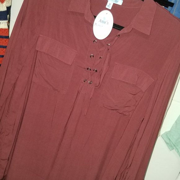 Long Sleeve Top Maroon - Picture 1 of 1